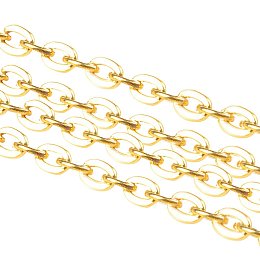 NBEADS 100m Iron Cross Chains, Cable Chains, Golden Color, Size: Chains: about 3mm long, 2mm wide, 0.5mm thick, 100m/roll