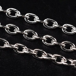 Honeyhandy Iron Cable Chains, Unwelded, with Spool, Flat Oval, Cadmium Free & Lead Free, Platinum, 3x2x0.5mm, about 328.08 Feet(100m)/roll