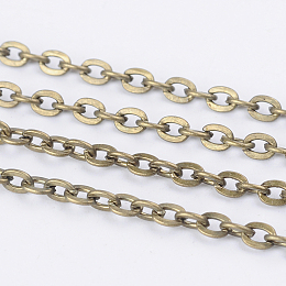 Honeyhandy Iron Cable Chains, Unwelded, with Spool, Flat Oval, Cadmium Free & Nickel Free & Lead Free, Antique Bronze, 3x2.2x0.6mm, about 328.08 Feet(100m)/roll