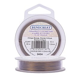 BENECREAT 24-Gauge Tarnish Resistant Antique Bronze Wire, 98-Feet/33-Yard