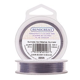 BENECREAT 22-Gauge Tarnish Resistant Gunmetal Wire, 66-Feet/22-Yard