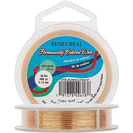 BENECREAT 34-Gauge 218 Yards Tarnish Resistant Light Gold Thin Copper Wire for Jewelry Beading Craft