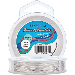 BENECREAT 30-Gauge 164 Yards Tarnish Resistant Silver Wire Thin Copper Jewelry Wire for Beading Craft