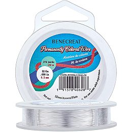 BENECREAT 32-Gauge 174 Yards Tarnish Resistant Silver Wire Thin Copper Jewelry Wire for Beading Craft