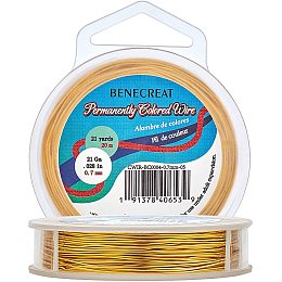BENECREAT 21-Gauge Tarnish Resistant Gold Wire Jewelry Copper Wire for Beading Craft, 65-Feet/21-Yard