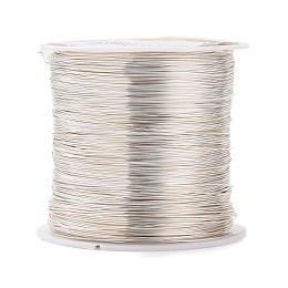 Honeyhandy Round Copper Wire Copper Beading Wire for Jewelry Making, Long-Lasting Plated, Silver Color Plated, 26 Gauge, 0.4mm, about 124.67 Feet(38m)/roll