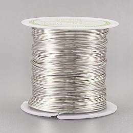 Honeyhandy Copper Wire Copper Beading Wire for Jewelry Making, Long-Lasting Plated, Silver Color Plated, 21 Gauge, 0.7mm, about 42.65 Feet(13m)/roll