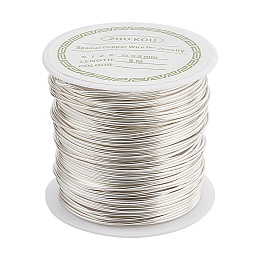 Honeyhandy Round Copper Wire Copper Beading Wire for Jewelry Making, Long-Lasting Plated, Silver Color Plated, 20 Gauge, 0.8mm, about 26.24 Feet(8m)/roll