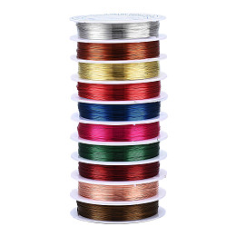 Honeyhandy Copper Jewelry Wire, Mixed Color, 0.3mm, about 65.61 Feet(20m)/roll, 10 rolls/group