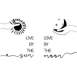 ARRICRAFT Wall Sticker Moon and Sun Patterns Wall Decal Live by The Sun Love by The Moon Quotes Wall Art Romantic Quotes Vinyl Lettering Stickers for Living Room Bedroom Decor 19"x10.6"