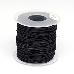 Honeyhandy Round Elastic Cord Wrapped by Nylon Thread, Black, 0.8mm, about 54.68 yards(50m)/roll