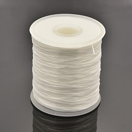 Honeyhandy Flat Elastic Crystal String, Elastic Beading Thread, for Stretch Bracelet Making, White, 0.5mm, about 546.8 yards(500m)/roll