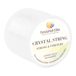 PandaHall Elite 0.8mm Crystal Polyester Threads Jewelry Bracelet Transparent Beading String Cords 100m/Roll