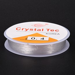 Honeyhandy Round Crystal Elastic Stretch Thread, for Bracelets Gemstone Jewelry Making Beading Craft, White, 0.4mm, about 19.6 yards(18m)/roll