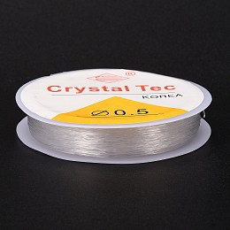 Honeyhandy Round Crystal Elastic Stretch Thread, for Bracelets Gemstone Jewelry Making Beading Craft, White, 0.5mm, about 16.4 yards(15m)/roll