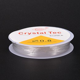 Honeyhandy Round Crystal Elastic Stretch Thread, for Bracelets Gemstone Jewelry Making Beading Craft, White, 0.8mm, about 6.5 yards(6m)/roll