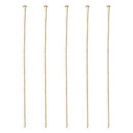 Honeyhandy Iron Flat Head Pins, Light Gold, 50x0.6mm, 23 Gauge, about 2100pcs/500g, Head: 1.5mm