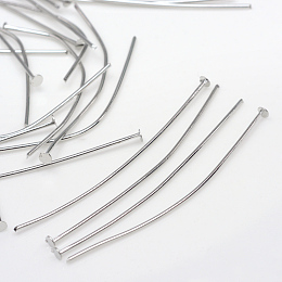 Honeyhandy Iron Flat Head Pins, Cadmium Free & Nickel Free & Lead Free, Platinum, 50x0.75~0.8mm, 20 Gauge, about 2100pcs/500g, Head: 2mm