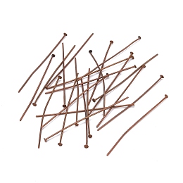 Honeyhandy Iron Flat Head Pins, Cadmium Free & Nickel Free & Lead Free, Red Copper, 50x0.75~0.8mm, 20 Gauge, about 2100pcs/500g, Head: 2mm