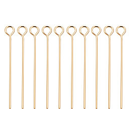 BENECREAT 100PCS  Real Gold Plated Eye Pins 21 Gauge Eye pins for DIY Jewelry Making Findings - 30mm (1.2") Long