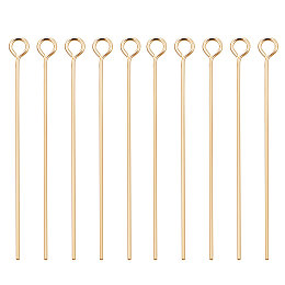 BENECREAT 100PCS  Real Gold Plated Eye Pins 21 Gauge Open Eye Pins for DIY Jewelry Making Findings - 45mm (1.8") Long