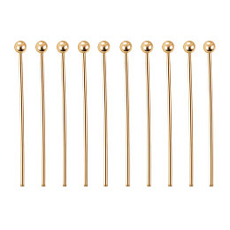 BENECREAT 300PCS  Real Gold Plated Ball Pins 22 Gauge Ball Head Pins for DIY Jewelry Making Findings - 20mm (0.8") Long