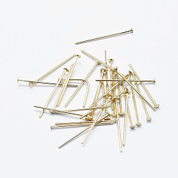 Honeyhandy Brass Flat Head Pins, Long-Lasting Plated, Nickel Free, Real 18K Gold Plated, 35x0.7mm, Head: 2mm, 150pcs/bag