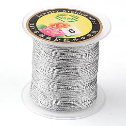 Round Metallic Cord, 9-Ply, Gainsboro, 0.8mm, about 65.61 yards(60m)/roll