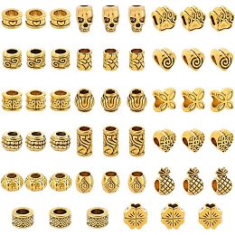 Nbeads 108Pcs 18 Style Alloy European Beads, Antique Golden, 6pcs/style