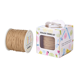 ARRICRAFT 1 Roll(about 90m, 100 Yards) 0.8mm Nylon Beading String Knotting Cord, Chinese Knotting Cord Nylon Shamballa Macrame Thread Beading Cord (BurlyWood)