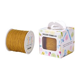 ARRICRAFT 1 Roll(about 90m, 100 Yards) 0.8mm Nylon Beading String Knotting Cord, Chinese Knotting Cord Nylon Shamballa Macramé Thread Beading Cord (Goldenrod)