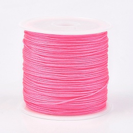 Honeyhandy Nylon Thread, Nylon Jewelry Cord for Custom Woven Jewelry Making, Hot Pink, 0.8mm, about 49.21 yards(45m)/roll