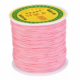 Honeyhandy Braided Nylon Thread, Chinese Knotting Cord Beading Cord for Beading Jewelry Making, Light Coral, 0.8mm, about 100yards/roll