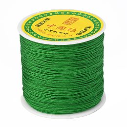 Honeyhandy Braided Nylon Thread, Chinese Knotting Cord Beading Cord for Beading Jewelry Making, Green, 0.8mm, about 100yards/roll