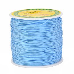 Honeyhandy Braided Nylon Thread, Chinese Knotting Cord Beading Cord for Beading Jewelry Making, Light Sky Blue, 0.8mm, about 100yards/roll