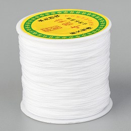 Honeyhandy Braided Nylon Thread, Chinese Knotting Cord Beading Cord for Beading Jewelry Making, White, 0.8mm, about 100yards/roll