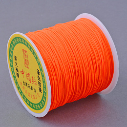 Honeyhandy Braided Nylon Thread, Chinese Knotting Cord Beading Cord for Beading Jewelry Making, Orange Red, 0.8mm, about 100yards/roll