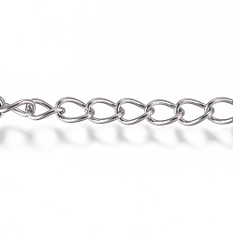 Honeyhandy 304 Stainless Steel Chain, Curb Chain, Twisted Chain, Soldered, Stainless Steel Color, 3.5x2.5x1mm