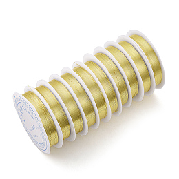 Honeyhandy Round Copper Jewelry Wire, Long-Lasting Plated, Light Gold, 21 Gauge, 0.7mm, about 10.17 Feet(3.1m)/roll