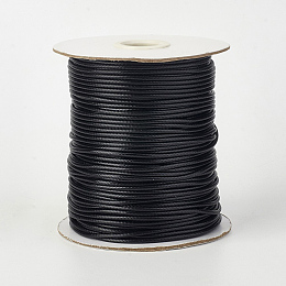 Honeyhandy Eco-Friendly Korean Waxed Polyester Cord, Black, 0.8mm, about 174.97 yards(160m)/roll