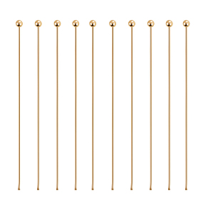 BENECREAT 100PCS  Real Gold Plated Ball Pins 22 Gauge Ball Head Pins for DIY Jewelry Making Findings - 45mm (1.8") Long