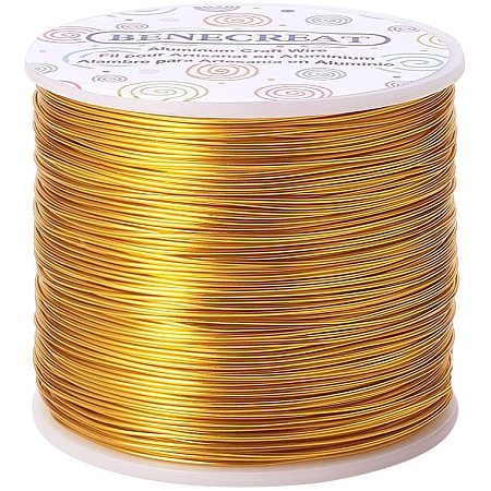 BENECREAT 20 Gauge 770FT Aluminum Wire Anodized Jewelry Craft Making Beading Floral Colored Aluminum Craft Wire - Light Gold