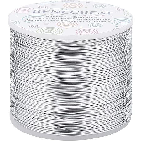 BENECREAT 754FT Matte Silver Jewelry Craft Wire 20 Gauge Tarnish Resistant Aluminum Wire for Beading Necklace Jewelry Making