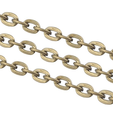 NBEADS 100m Iron Cross Chains, Cable Chains, Antique Bronze Color, Size: Chains: About 3mm Long, 2mm Wide, 0.5mm Thick, 100m/roll