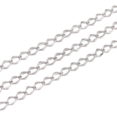 Honeyhandy 304 Stainless Steel Curb Chains, Soldered, Stainlesss Steel Color, 3x2x0.3mm