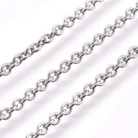 ARRICRAFT 304 Stainless Steel Cable Chains, Unwelded, with Spool, Oval, Stainless Steel Color, 3x2x0.6mm, about 164.04 Feet(50m)/roll