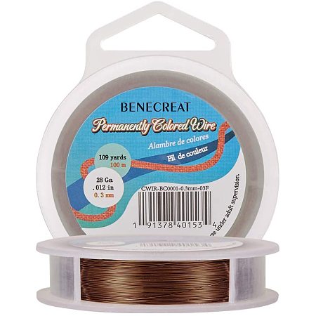 BENECREAT 28-Gauge Tarnish Resistant Wire SaddleBrown Copper Wire, 328-Feet/109-Yard, for Jewelry Craft Making