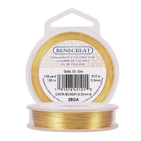 BENECREAT 28-Gauge Tarnish Resistant Gold Wire, 328-Feet/109-Yard