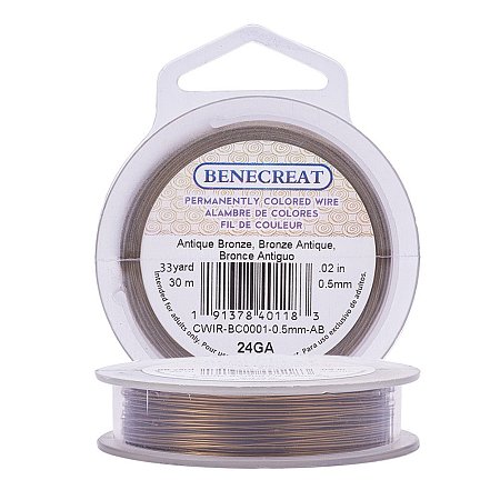 BENECREAT Copper Wire, for Wire Wrapped Jewelry Making, Silver, 20 Gauge,  0.8mm; about 30m/roll 