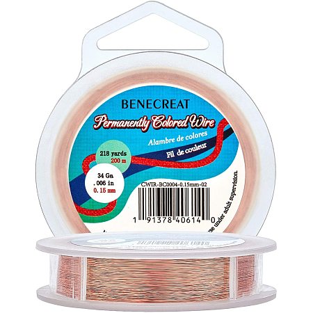 BENECREAT 34-Gauge 218 Yards Tarnish Resistant Thin Copper Wire for Jewelry Beading Craft